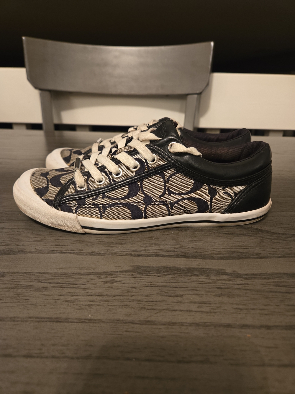COACH (WMNS) Francesca Black Signature Sneakers, Size: 6.5 B